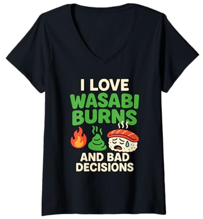 Mujer Rollos para Amantes del Sushi, Palillos Nigiri, Regalo para fanáticos Camiseta Cuello V
