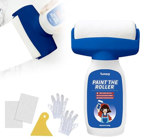 KQWVZ Wandfarbe Ausbessern Weiß 500g, 2 In 1 Wandreparatur Rollbürste, Ausbesserungsfarbe Weiss Mit Farbroller, Wall Repair Roller Paint, Sos Wandfarbe Weiß Roller Für Wandkratzer Graffiti Flecken