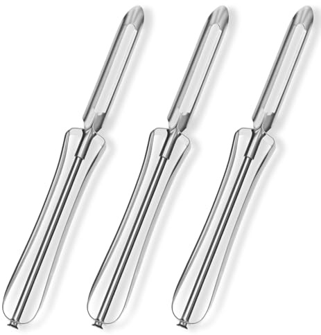 3 Pack Potato Peeler, Stainless Steel Potatoes Peelers with Swivel Blade & Ergonomic Handle, Metal Potato Peeler for Vegetables, Fruits, Dishwasher Safe