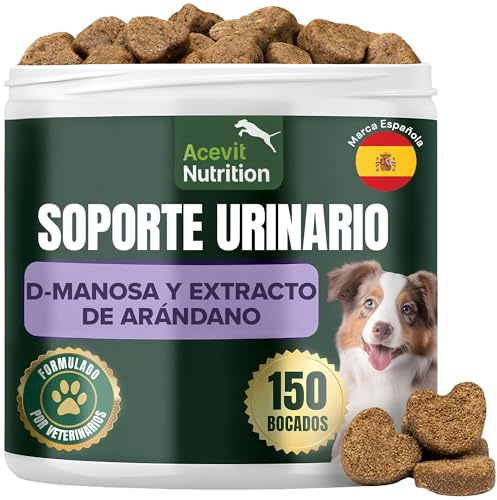 Salud Urinaria Perros, 150 uds Natural, Apoyo del Tracto Urinario y la Vejiga, Ayuda a Reducir Molestias al Orinar y Micción Frecuente, con D-Manosa, Arándano Pac 10%, Ortiga y MSM | Acevit Nutrition