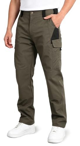 LY4U Pantalon Tactique pour Homme, Pantalon de Travail Multi-Poches, Pantalon Cargo de Randonnée Extérieur Durable avec Taille Partiellement Extensible pour la pêche, la Chasse, Le Camping