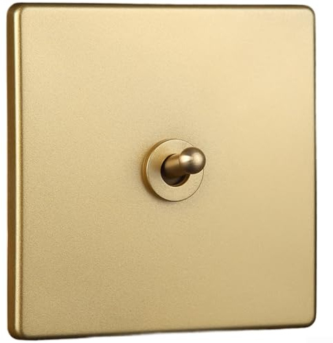 Interrupteur vintage en laiton, interrupteur mural doré avec contacts en cuivre rouge, panneau de prise électrique rétro, plaque frontale en polycarbonate ignifuge pour décoration de maison et d'hôtel
