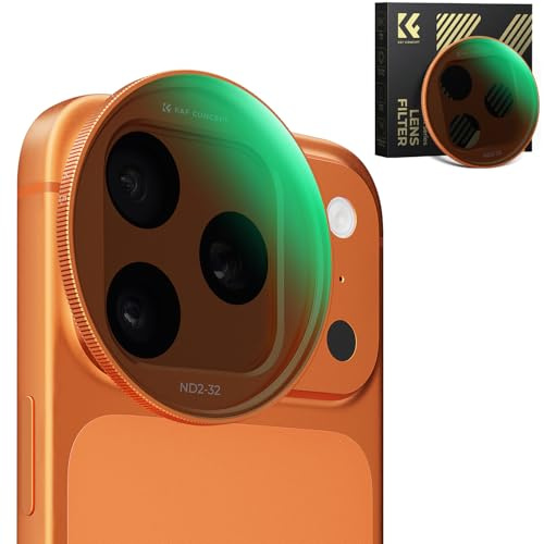 K&F CONCEPT Snap-On ND2-32 Filter kompatibel mit iPhone 17 Pro/Pro Max | Orange, 11,2g extrem Leichter VND-Filter mit Snap-On Deco-Halterun, AGC-Glas mit 28-Schichten-Beschichtung, FA301