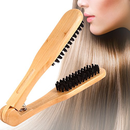 Herramienta de enderezadora de pelo de peluquería doble peine doble cepillos de madera