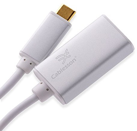 Cablesson USB Type C male to Mini DisplayPort female adapter with aluminum shells 0.23M 4K at 60Hz (UHD, 4Kx2K, Thunderbolt 3 Compatible) for MacBook 12,2017 MacBook Pro 13 15