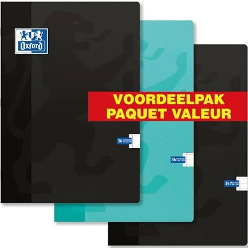 Oxford Schulheft Value Pack 2 Farben A4 Liniert mit Rand 72 Seiten 90g Flexibler Kartondeckel 3er Pack