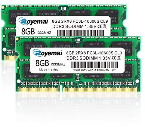 PC3-10600s DDR3 1333 RAM 16GB Kit (2 x 8GB) DDR3L 2Rx8 1,35V CL9 Sodimm Arbeitsspeicher für Notizbuch Laptop