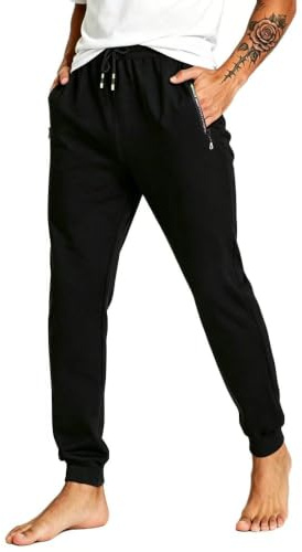 Tansozer Jogginghose Herren Baumwolle Sporthose Herren Lang mit Reissverschluss Taschen