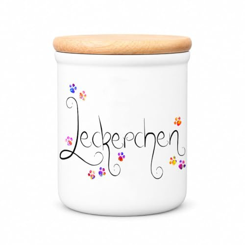 Cadouri Keramik-Leckerlidose 'Leckerchen' mit Holzdeckel 400 ml