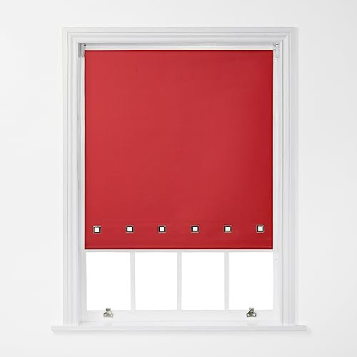 A.Unique Stylish Home Trimmable Square Eyelet Roller Window Blind in a Variety of Colours and Sizes - 2FT - Red - 60cm (W) x 170cm (L) | 23.6 (W) x 66.9 (L)