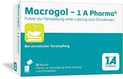 Macrogol - 1 A Pharma® Pulver gegen Verstopfung | 20 Stk | Bei chronischer Verstopfung | Bewährtes Abführmittel | Hausapotheke | Wirkt sanft