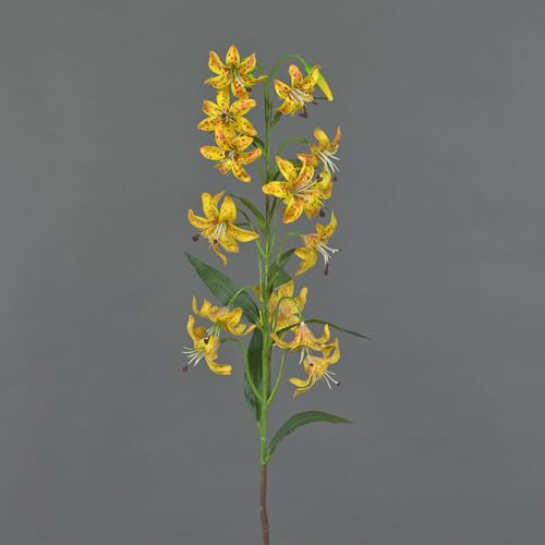 artplants.de Tigerlilie künstlich ARAMAIO, gelb, 80cm - Kunst Tigerblume/Pfauenlilie Textilblume