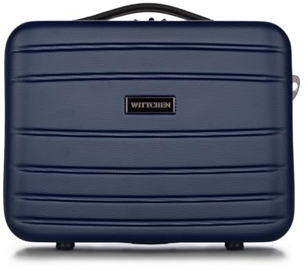 WITTCHEN Cosmetic Case Travel Suitcase Carry-On Cabin Luggage Hardshell Made of ABS Combination Lock Globe Line Dark Blue
