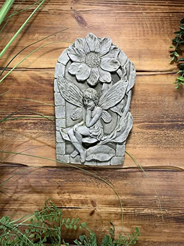 J And L Stone Ornaments Detailed Lily Fairy Angel Wall Plaque Wall Art Garden Wall Plaque