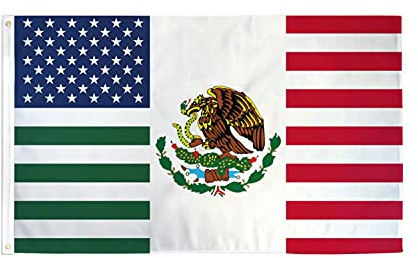 AZ FLAG Bandera Amistad Estados Unidos Mexico 90x60 cm 2 Ojales | Uso interior y exterior Enseña del union jack costuras dobles y bordes reforzados con ojales metálicos poliéster 100D
