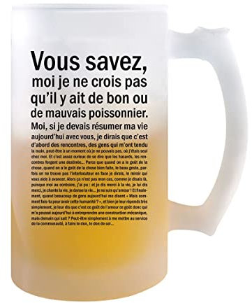 Planetee Chope de bière Poissonnier Homme Bon ou Mauvais | Verre à Bière Pinte Humour métier imprimée en France