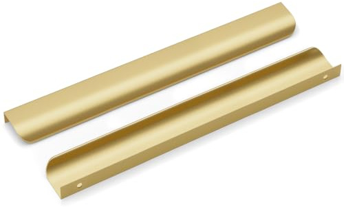 Goldenwarm 10Pack 128mm(5in) Gold Cabinet Handles Modern Drawer Handle Aluminum Finger Edge Pull Curved Profile Handle Concealed Furniture Handles Wardrobe Handles