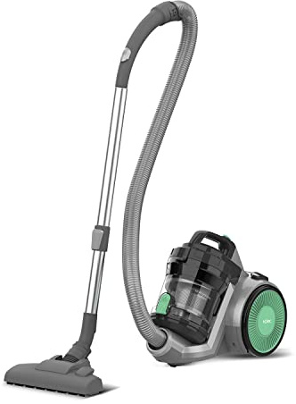 Solac AS4250 Valorous - Aspirador sin bolsa. 3L de capacidad de depósito, sistema de filtración Non'Stop Cyclone, potencia de succión óptima, filtro HEPA, antialérgico, ruedas de goma, asa, gris/verde