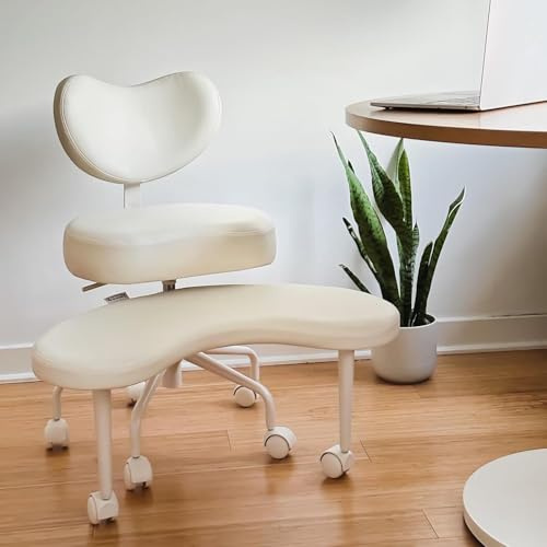 Pipersong Meditationsstuhl Plus, Flexibler Schreibtischstuhl, Kreuzbeinstuhl, mit Lendenwirbelstütze und verstellbarem Hocker, ergonomisches Design für mehrere Sitzpositionen, Elfenbein