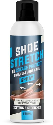 Crease Protect Shoe Stretch Spray | Leather Softener and Shoe Stretcher for Tight Shoes and Boots | Safe for Leather, Suede, Nubuck and Canvas | Eliminates Pressure Points | 150ml