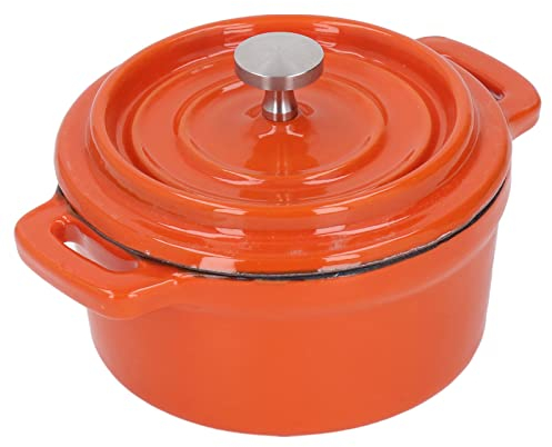 Pentola da Forno Olandese con Coperchio, Pentola in Ghisa Smaltata Antiaderente 10 cm, Padella Antiaderente con Doppio Manico per Brasare Cuocere alla Griglia Pane Cottura Frittura, per Piano Cottura