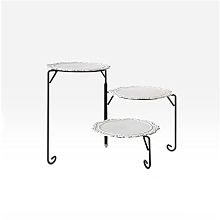 LUCBEI Kuchenständer ServierStänder Multi-Layer-Kuchen-Stand-Faltbare Dessert-Tabelle Schmiedeeisen-Kuchen-Display-Stand-kreativer Leiter-Cupcake-Rack-Teig-Servierfach Tortenständer (Color : Schwarz)