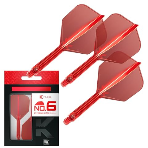 Target Darts K Flex Ailettes et Tiges de Fléchettes Intégrées, No.6 Rouge (Intermédiaire) | Lot de 3 K-Flex - No.6, Kflex All In One Ailettes et Tiges de Fléchettes Moulées | Accessoires de Fléchettes