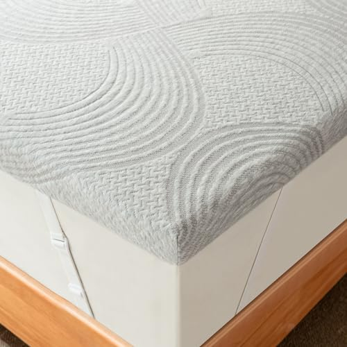 Newentor® Matratzen Topper 180x200cm Gel Boxspringbett, Matratzentopper 180x200 Schlafsofa Bett Gelschaum, Mattress Topper 180x200 H2/H3 Bezug Kaltschaum 7CM Höhe Grau