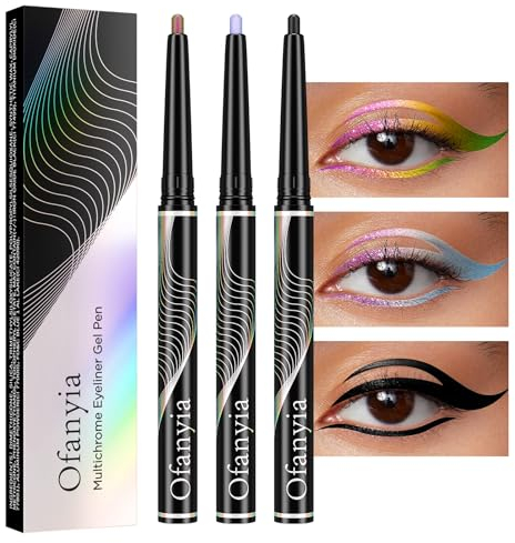 Lucoss Multichrome Eyeliner Bleistift, einziehbarer Eyeliner 24h lang anhaltender Gel Eyeliner Eye Liner Hochpigmentierter Eyeliner Bleistift Wasserdichter Smudge Proof Metallic Eyeliner Stift (Set B)