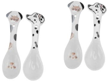 Didiseaon 4pcs Dog Can Scoops Ceramic Stirring Spoons Pet Food Spoon Easy Clean Pet Tableware