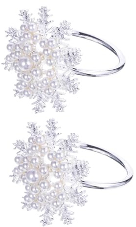 MAGICLULU 2piezas Anillo De Servilleta De Navidad Forma De Copo De Perla Sujetador De Servilleta para Mesa De Fiesta De Navidad