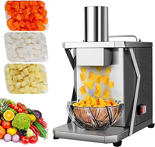 Cortador de verduras eléctrico, trituradora automática comercial de rallador de frutas y verduras, procesador de alimentos cortador de patatas con cuchillas de 6/8/10/13/15 mm y corte ajustable ( Size