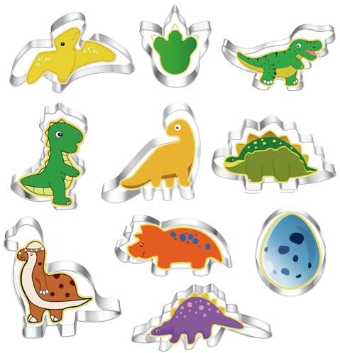 GWAWG Lot de 8 emporte-pièces en forme de dinosaure, T-Rex, ptérosaurie, tricératops en acier inoxydable de qualité alimentaire