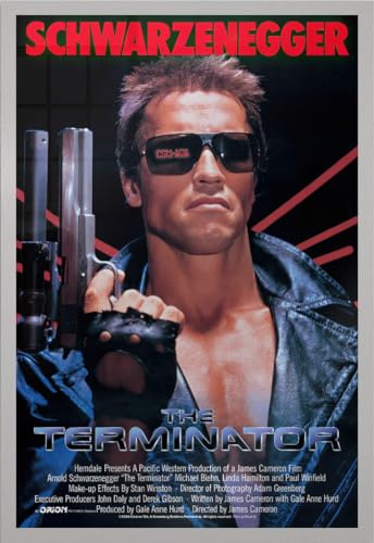 Close Up The Terminator - Gerahmtes Poster (Hauptmotiv - Arnold Schwarzenegger) (Größe: 61cm x 91,5cm)