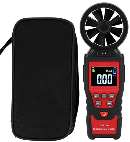 Brilluxa Anemómetro Digital Portátil, Medidor de Velocidad del Viento y Volumen de Aire, Anemómetro HT625B con Pantalla LCD y USB para Medición de Flujo de Aire