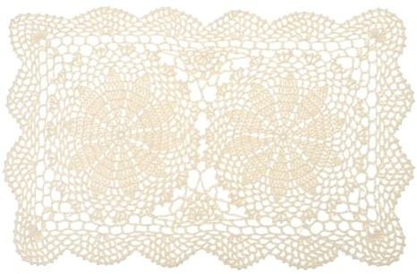 Sourcing Map Centrini all'uncinetto fatti a mano, 43 x 28 cm, tovagliette rettangolari in cotone e poliestere per tavolo da pranzo, feste in cucina, beige
