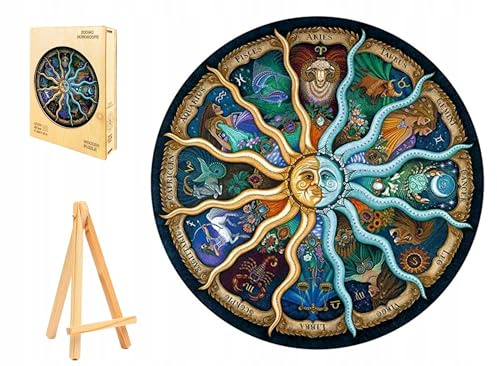 PASJO - Holzpuzzle Erwachsene mit Sternzeichenmotiv 220 Teile 35 x 35 cm - Geschenkidee für Kinder - Holz Puzzle Sternzeichen - Einzigartige esoterisch inspirierte Holz-Puzzle - Creative Jigsaw