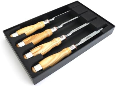 Narex 4 Piece Richter Mortise Chisel Set (1/8, 1/4, 3/8, 1/2) in Wooden Presentation Box