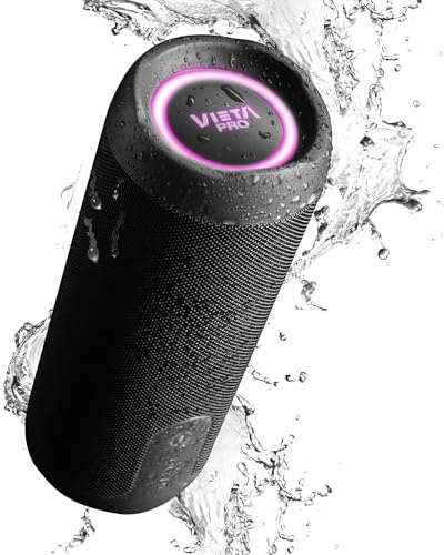 Vieta Pro Altavoz Pequeño Bluetooth 5.3 Potente, Resistente al Agua, 13H de Batería y Micrófono. Altavoz Portátil Grande True Wireless, Aux In, USB, Asistente de Voz y Sistema de Luces | Upper 4