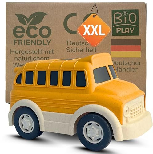BIOPLAY® XXL Schulbus | Bio Kunststoff | Nachhaltiges Spielzeug ab 18 Monate für Jungen und Mädchen | Indoor und Outdoor | Omnibus | Schülerbus