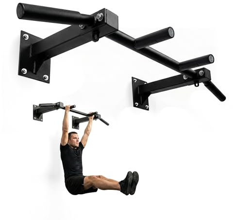 Mobiclinic® Fitness, Barra de dominadas Pared, Kit Anclaje, K3, Máx. 250 kg, Ejercicios Fuerza, Asas Espuma Antideslizante, Acero, 90x45x13 cm, Ejercicio en casa, Flexiones y Abdominales