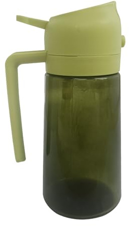 ZYHUI 2 in 1 Oil Dispenser and Sprayer Glass Spray Bottle Olive Oil Sprayer for Kitchen Air Fryer (Dark Colour Bottle, Green, 470ml)