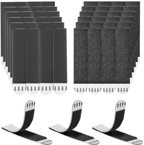 Rusoz 48 Stück Klettband Selbstklebend Extra Stark, Bilder Aufhängen Ohne Bohren 20mm x 90mm Klettverschluss Selbstklebend Schwarz Befestigung Ohne Bohren, Ideal für Zuhause, Büro, Auto, Schule