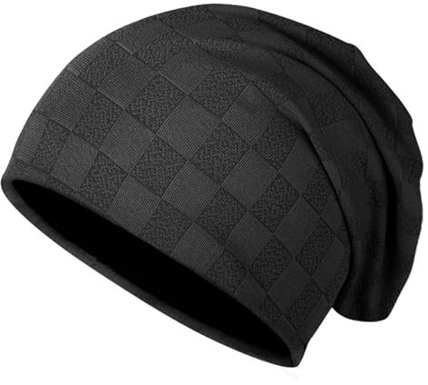 Kiiwah Beanie mössa, tunn slouch beanie lång unisex för män kvinnor, stickade mössor lätt elastisk för sport vardag kemo, svart, one size