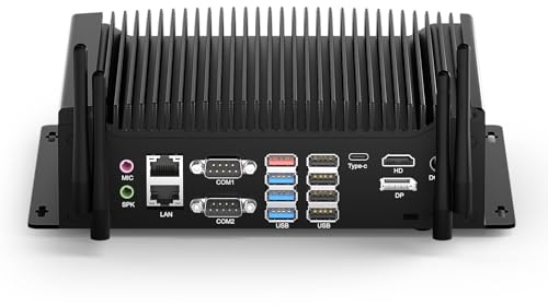 WEIDIAN PC Industrial EH4-T Fanless Mini PC sin Ventilador Win 11 i7-10510U 16G RAM 512G SSD Ordenador Industrial, 6X RS232/RS485/RS422 COM, GPIO, 2LAN, 8USB WiFi&BT 4K HD+DP+Type-C Auto Power On