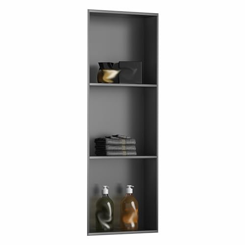 QAZXDRFG Duschnische aus Edelstahl für Badezimmer, versenkbares Duschregal aus Metall, wasserdichter, kratzfester Wandschrank für Wohnzimmer, Duschraum und Küche (Farbe: Schwarz, Größe: 35 x 100 cm)