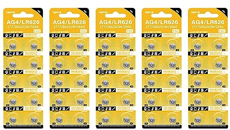AG4 LR626 Knopfzellen, 1,55 V, lange Lebensdauer, geeignet für Uhren, Kameras und Spielzeug, 10/50 Stück