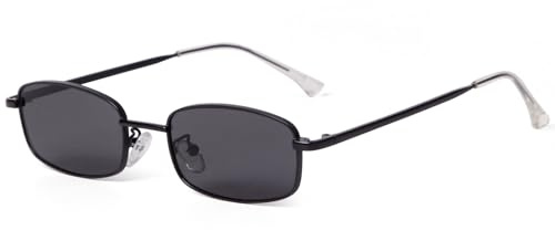 Laurinny Retro Narrow Rectangle Sunglasses for Women Men 90s Square Glasses