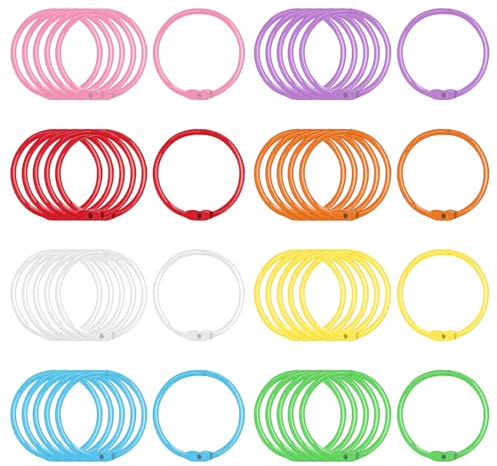 SYEYCW 48 Pcs Loose Leaf Binder Rings, 30 mm Multicolor Metal Paper Rings, for Index Cards, Flash Cards, Receipts, Memos, Photos and Files, Heavy Duty Organizers Loops for School, Office, Home