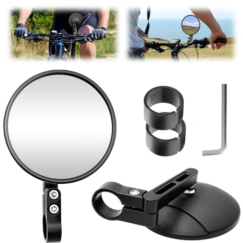 Hojalis 2 Pièces Rétroviseurs Rond Au Bout Du Guidon, 360° Rotatif Convient Retroviseur Moto, Retroviseur Embout De Guidon Universel, Retroviseur Moto Embout De Guidon pour Trottinette Electrique, Vel